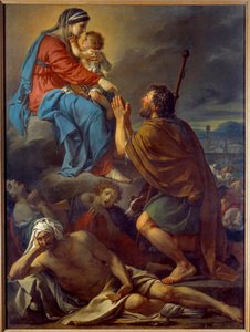 疫病の収束を聖母に祈る聖ロク。ジャック・ルイ・ダヴィッド（1748-1825）の作品 作： Jacques Louis David