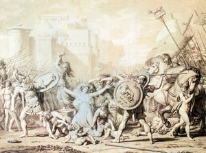 サビーネの女性のレイプに関する研究（ペン、インク、水彩、鉛筆画） 作： Jacques Louis David