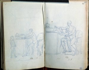 ルイ16世とイルカの肖像画のための習作。ジャック・ルイ・ダヴィッド（1748-1825）によるデッサン 作： Jacques Louis David