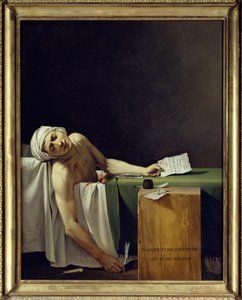マラートの死（ジョン・ポール・マラート（1743-1793）の殺害）。ジャック・ルイ・ダヴィッド（1748 - 1825）による絵画。1793年日。1,62x1,3 m ルーヴル美術館 パリ