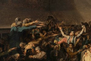 テニスコートでの誓い、1789年6月20日、詳細 作： Jacques Louis David