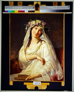 花冠をかぶったヴェスタル（キャンバス） 作： Jacques Louis David