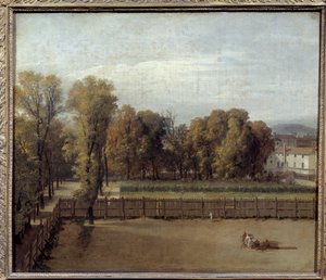 パリのリュクサンブール公園の眺め ルイ・ダヴィッド（1748-1825）の絵画。1794.日。0,55 x 0,65 作： Jacques Louis David