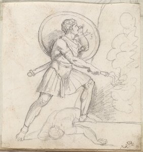 盾と松明を持つ戦士 作： Jacques Louis David