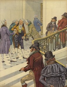 フランス移民はパリのチュイルリー宮殿でフランスに歓迎されます 作： Jacques Marie Gaston Onfray de Breville (Job)