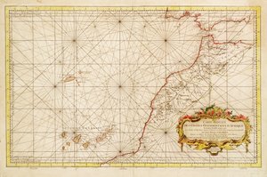 ジブラルタル海峡からカナリア諸島までのアフリカ北西海岸の地図 作： Jacques Nicolas Bellin