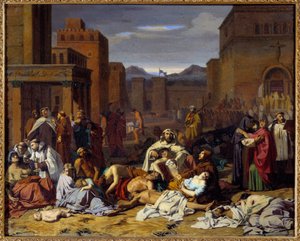 伝染病。 ジャック・ピラール (1814-1898) の絵画 作： Jacques Pillard