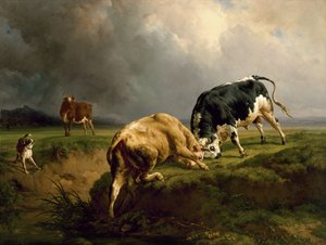 闘牛、1855 作： Jacques Raymond Brascassat