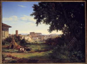 ローマ、コリゼー（コロッセオ）の眺め レイモン・ブラカサ（1804-1867）の絵画 1827年 日。0,74x0,99 m ルーアン、美術博物館 作： Jacques Raymond Brascassat