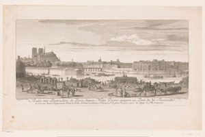 Gezicht op Parijs van de Notre Dame tot de Pont de la Tournelle ノートルダム大聖堂からトルネル橋までのパリの眺め (...) ミラミオン河岸から撮影 (オブジェクトのタイトル) 作： Jacques Rigaud