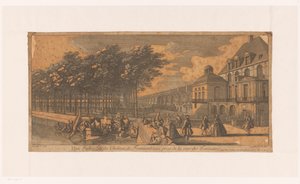 Gezicht op een laan bij de Cour de la Fontaine van kasteel Fontainebleau クール・デ・フォンテーヌから撮影したシャトー・フォンテーヌブローの翼の眺め (オブジェクトのタイトル) 作： Jacques Rigaud