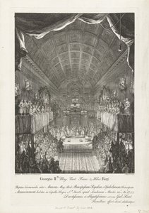 Huwelijk van Willem IV は 1734 年にアンナ王女に会いました George II Mag: Brit: Franc: & Hiber. アン (...) とウィリアム (...) の間の王の結婚式 14 日火曜日: アノ: 1733 (...) (オブジェクトのタイトル) 作： Jacques Rigaud
