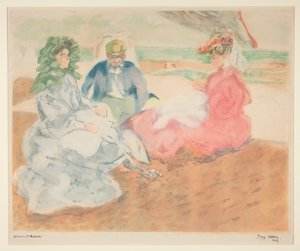 テントの下、ビーチで (ブロンヴィル) 作： Jacques Villon