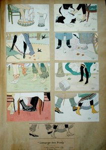 「足の言葉」を描いたはがき 作： Jacques Wely
