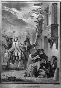 Les Plaideurs ジャック・ドゥ・セーヴがフランスの悲劇詩人ジャン・ラシーヌ（1639-1699）の作品のために描いたイラスト。 作： Jacques de (after) Seve
