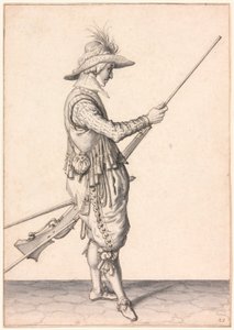マスケット銃に装填する兵士、"Ramme in Your Pouder" 作： Jacques de Gheyn II