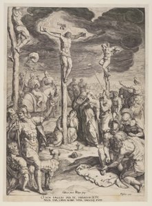 二人の盗賊に挟まれた十字架上のキリスト 作： Jacques de Gheyn II