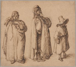 ロマ女性と大きな帽子をかぶったロマ少年の2つの習作 作： Jacques de Gheyn II