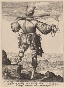 ヘルメットをかぶった銃士 作： Jacques de Gheyn II after Hendrik Goltzius