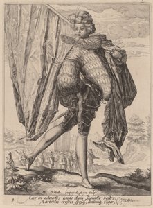 ブロードソードとシールドで武装した兵士 作： Jacques de Gheyn II after Hendrik Goltzius