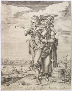 クロスボウマンとミルクメイド、c。 1610年。 作： Jacques de Gheyn the Younger