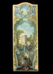 家具：ジャック・ド・ラジュー（1686-1761）のマルフレ紙に描かれた絵画屏風 18世紀 作： Jacques de Lajoüe