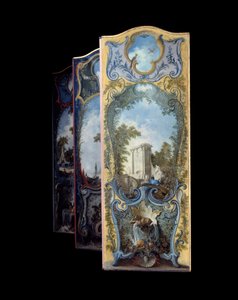 家具：ジャック・ド・ラジュー（1686-1761）のマルフレ紙に描かれた絵画屏風 18世紀