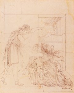 ピュロスの足元にいるアンドロマック」ジャン・ラシーヌ（1639-1699）の「アンドロマック」の挿絵、ジャック・ド・セーヴ（1742-1788）作、素描