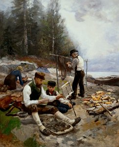 ビーチでの漁師