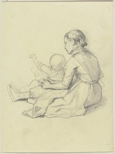 子供連れの少女 作： Jakob Becker