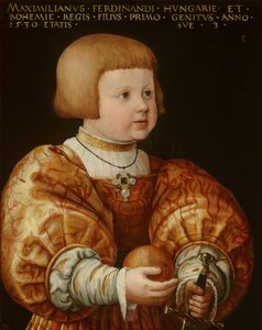 オーストリアのマクシミリアンの肖像（1527-1576）、3歳、1630 作： Jakob Seisenegger