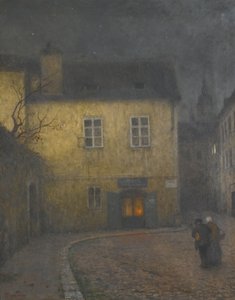 プラハの街角、c。 1900 作： Jakub Schikaneder