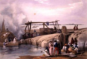 パンジャブ地方のサトレッジ川の風景（ヘンリー・グレーブス社発行のチャールズ・ハーゲ（1810-88）とルイス・ハーゲ（1806-85）の彫刻による「アフガウニスタンでのスケッチ」より
