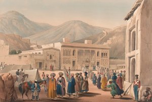 カバウルにおけるシャー・シュージャ・オール・ムークのダーバル・カーネ、1840年頃（リトグラフ、彩色済み 作： James (after) Atkinson