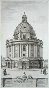ピエール・フルドリニエ（d.1758）が1747年に出版した「ラドクリフ図書館の平面図、断面図、立面図」からの外観図（エングレーヴィング） 作： James (after) Gibbs