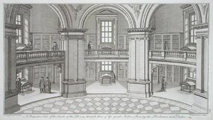 Pierre Fourdrinier (d.1758)が1747年に出版した「ラドクリフ図書館の平面図、断面図、立面図」からの内観（エングレーヴィング） 作： James (after) Gibbs