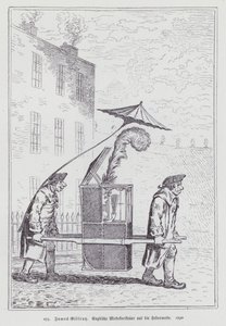 女性が羽飾りをつけるファッションを揶揄する英語の漫画 作： James (after) Gillray