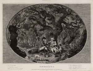 ロバート・ポラード（1755-1838）が彫刻し、1784年に出版された「シューティング」（リトグラフ）。 作： James (after) Pollard