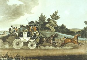 ステージコーチとオポジションコーチが見える（カラーリトグラフ 作： James (after) Pollard