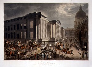 ロンドンの一般郵便局から出発するロイヤルメール、R.G.リーヴス（fl.1811-37）の彫刻、トーマス・マクレーンの出版物 作： James (after) Pollard