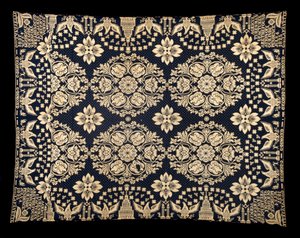 農業・製造業用ダブルクロス・カバーレット 1821-1828年頃（ウール、コットン 作： James (attr.to) Alexander