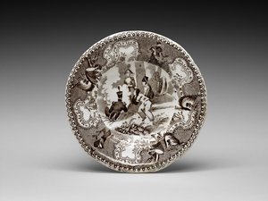 カッププレート 1837～1856年頃（鉛釉陶器に転写プリント 作： James (attr.to) Beech