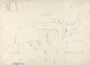 ザグアンの春の上の寺院の詳細（紙に黒鉛が付いたペンとインク） 作： James 1730 94 Bruce
