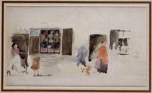 シャッター付きの窓があるブルターニュショップ 作： James Abbott McNeill Whistler