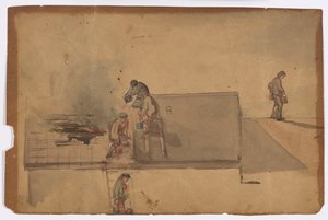 ポンフレットの火事、1849 年。 作： James Abbott McNeill Whistler