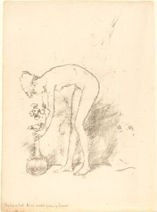 花を生ける裸のモデル、c。 1892年。 作： James Abbott McNeill Whistler