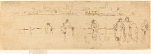 堤防のスケッチ、c。 18841886。 作： James Abbott McNeill Whistler