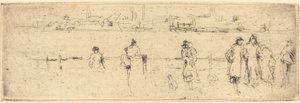 堤防のスケッチ、c。 18841886。 作： James Abbott McNeill Whistler