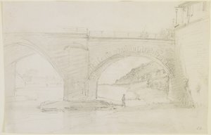橋、1858年（オフホワイトの織り紙に鉛筆） 作： James Abbott McNeill Whistler