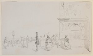 1857年、エスプラネードに立つ人影のグループ。 作： James Abbott McNeill Whistler